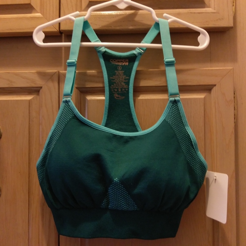 Copper Fit Green/Teal T Back Sports Bra, Sz
